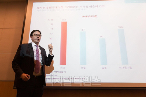데이비드 웡 AB자산운용 주식부문 선임 투자전략가는 '2019년 글로벌 주식·채권 시장전망 간담회'에서 올해 미국과 신흥국 주식시장 전망은 여전히 밝다고 전망했다. /사진=AB자산운용 제공